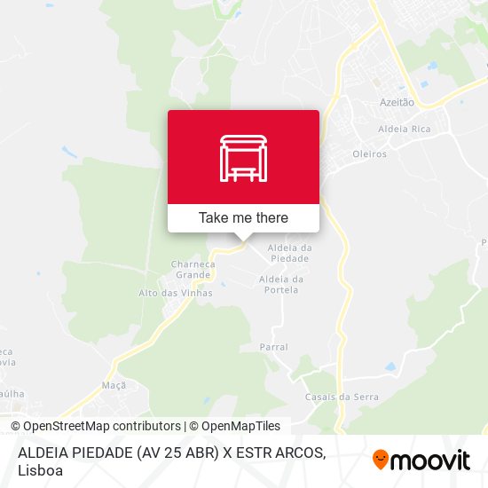 ALDEIA PIEDADE (AV 25 ABR) X ESTR ARCOS map