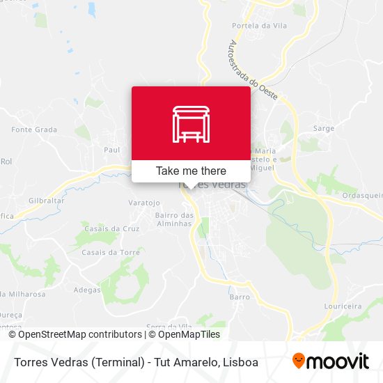 Torres Vedras (Terminal) - Tut Amarelo mapa