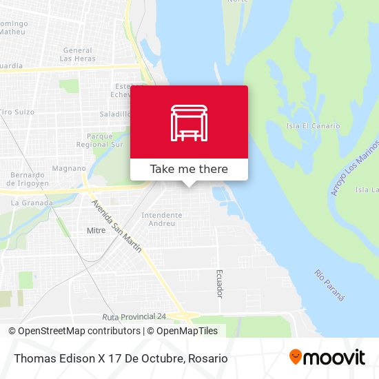 Thomas Edison X 17 De Octubre map