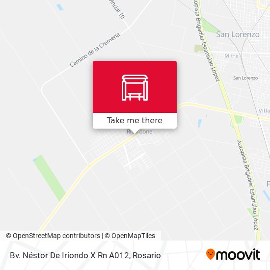 Mapa de Bv. Néstor De Iriondo X Rn A012