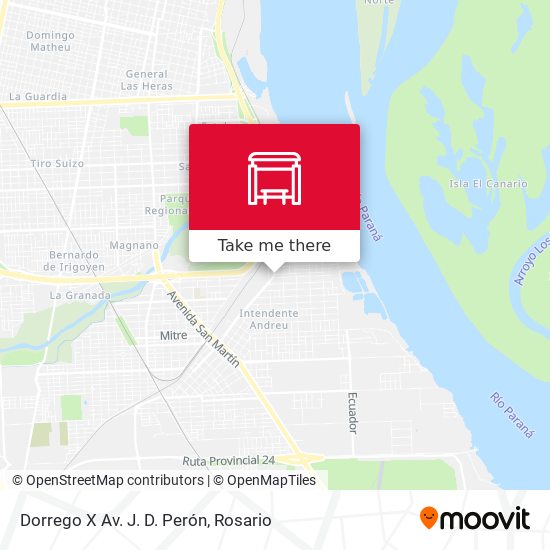 Mapa de Dorrego X Av. J. D. Perón