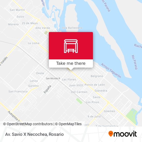 Av. Savio X Necochea map