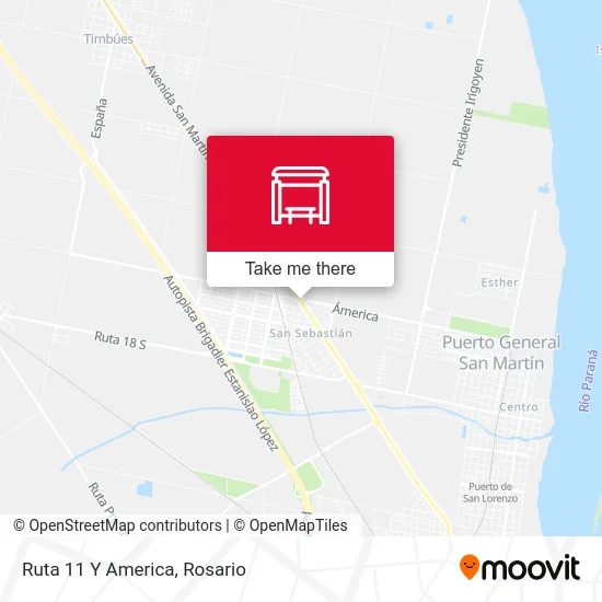 Ruta 11 Y America map