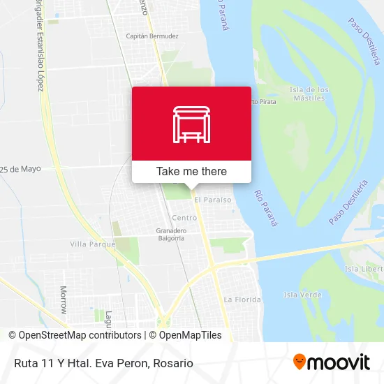 Ruta 11 Y Htal. Eva Peron map