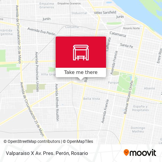 Valparaiso X Av. Pres. Perón map