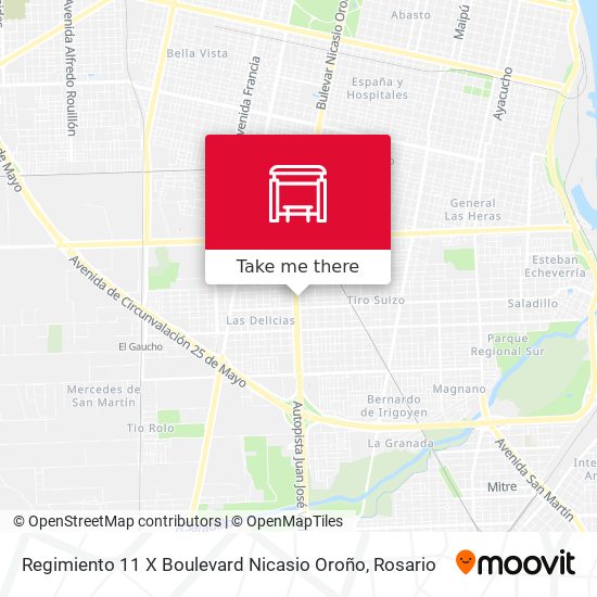 Mapa de Regimiento 11 X Boulevard Nicasio Oroño