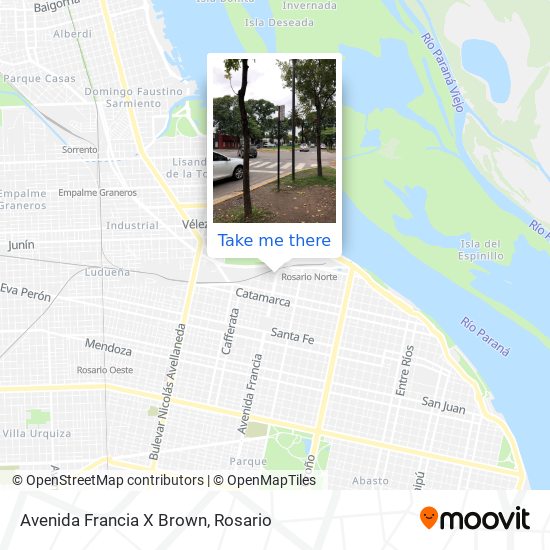 Avenida Francia X Brown map