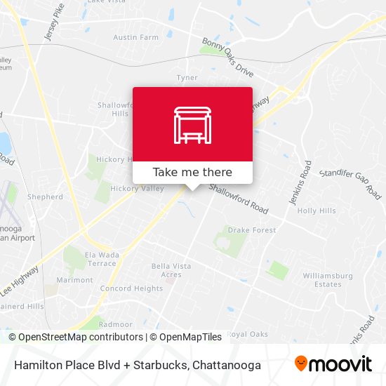 Mapa de Hamilton Place Blvd + Starbucks