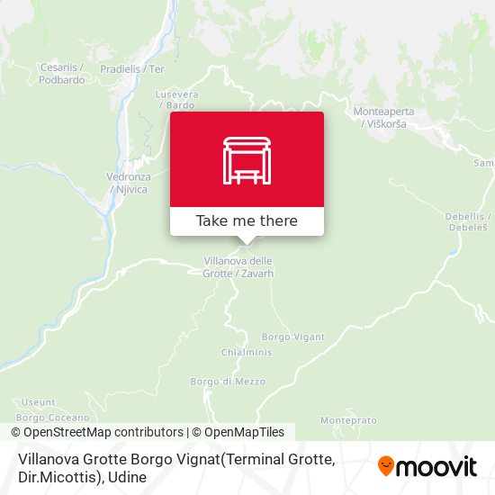 Villanova Grotte Borgo Vignat(Terminal Grotte, Dir.Micottis) map