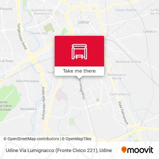 Udine Via Lumignacco (Fronte Civico 221) map