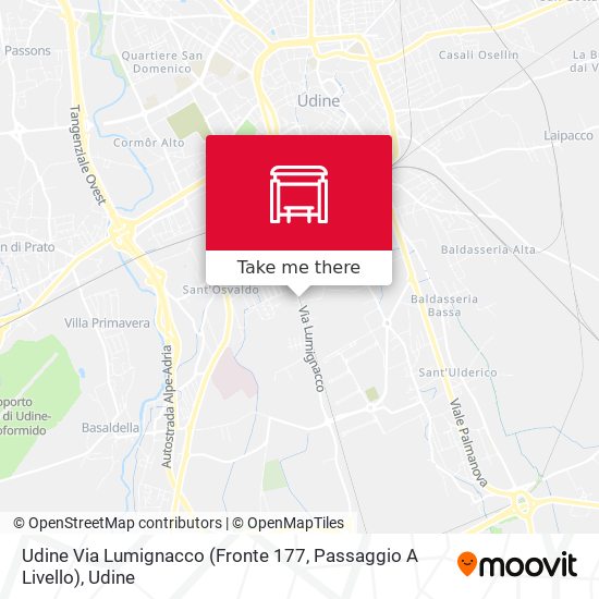 Udine Via Lumignacco (Fronte 177, Passaggio A Livello) map