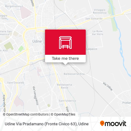 Udine Via Pradamano (Fronte Civico 63) map