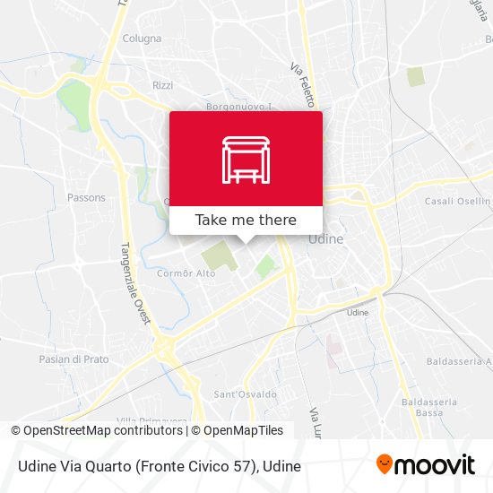 Udine Via Quarto (Fronte Civico 57) map