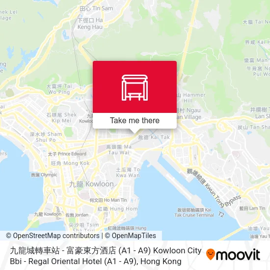九龍城轉車站 - 富豪東方酒店 (A1 - A9) Kowloon City Bbi - Regal Oriental Hotel (A1 - A9) map