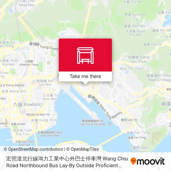 宏照道北行線鴻力工業中心外巴士停車灣 Wang Chiu Road Northbound Bus Lay-By Outside Proficient Industrial Centre map