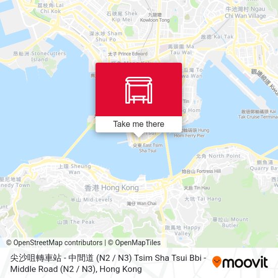 尖沙咀轉車站 - 中間道 (N2 / N3) Tsim Sha Tsui Bbi - Middle Road  (N2 / N3) map