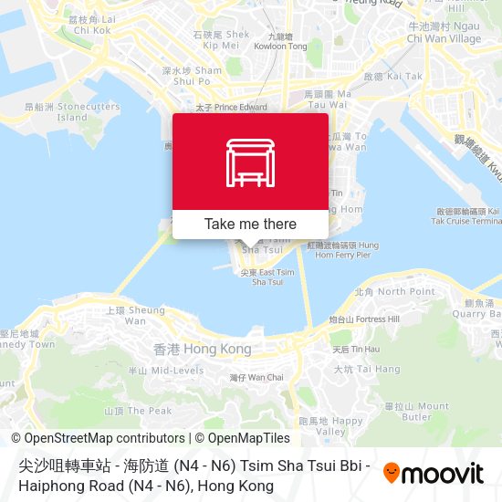 尖沙咀轉車站 - 海防道 (N4 - N6) Tsim Sha Tsui Bbi - Haiphong Road (N4 - N6) map