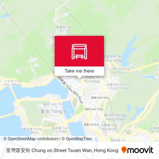 荃灣眾安街 Chung on Street Tsuen Wan map