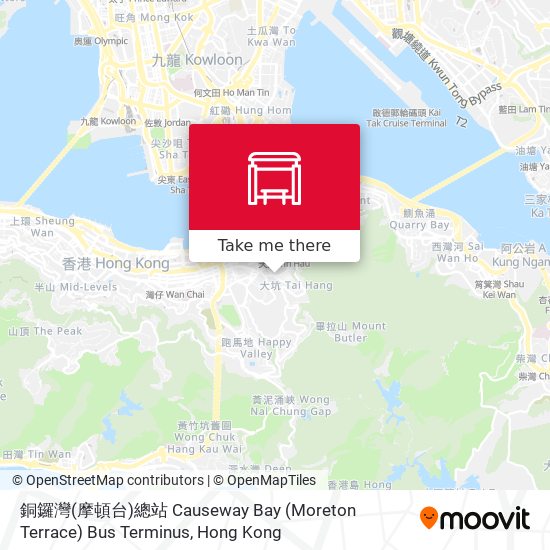 銅鑼灣(摩頓台)總站 Causeway Bay (Moreton Terrace) Bus Terminus map