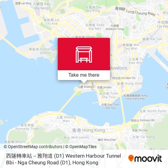 西隧轉車站－雅翔道 (D1) Western Harbour Tunnel Bbi - Nga Cheung Road (D1) map