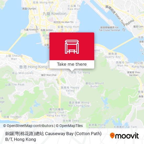 銅鑼灣(棉花路)總站 Causeway Bay (Cotton Path) B / T map