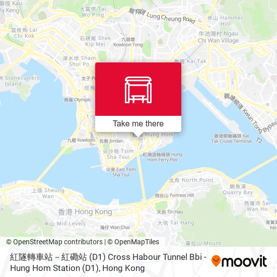 紅隧轉車站－紅磡站 (D1) Cross Habour Tunnel Bbi - Hung Hom Station (D1)地圖