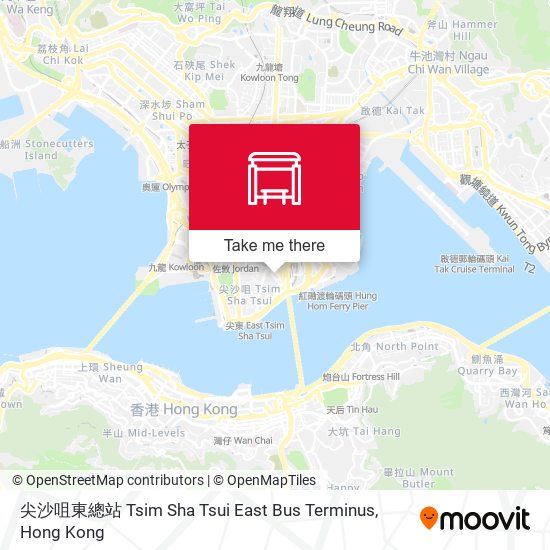 尖沙咀東總站 Tsim Sha Tsui East Bus Terminus map