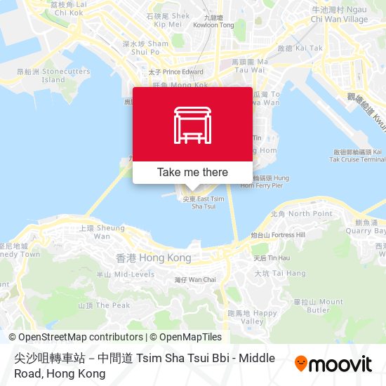 尖沙咀轉車站－中間道 Tsim Sha Tsui Bbi - Middle Road map