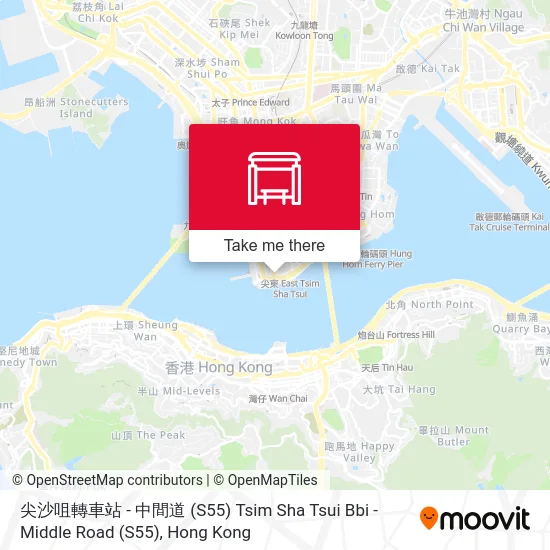 尖沙咀轉車站 - 中間道 (S55) Tsim Sha Tsui Bbi - Middle Road (S55)地圖