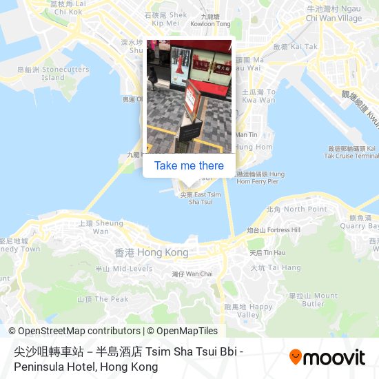 尖沙咀轉車站－半島酒店 Tsim Sha Tsui Bbi - Peninsula Hotel map