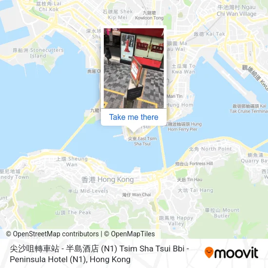 尖沙咀轉車站 - 半島酒店 (N1) Tsim Sha Tsui Bbi - Peninsula Hotel (N1)地圖