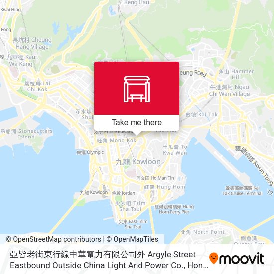 亞皆老街東行線中華電力有限公司外 Argyle Street Eastbound Outside China Light And Power Co. map