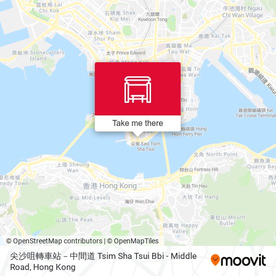 尖沙咀轉車站－中間道 Tsim Sha Tsui Bbi - Middle Road map