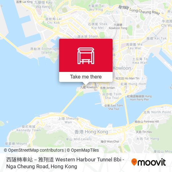 西隧轉車站－雅翔道 Western Harbour Tunnel Bbi - Nga Cheung Road map
