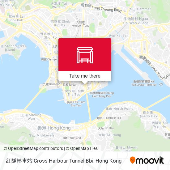 紅隧轉車站 Cross Harbour Tunnel Bbi map