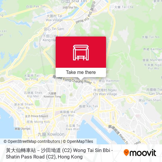 黃大仙轉車站－沙田坳道 (C2) Wong Tai Sin Bbi - Shatin Pass Road (C2) map