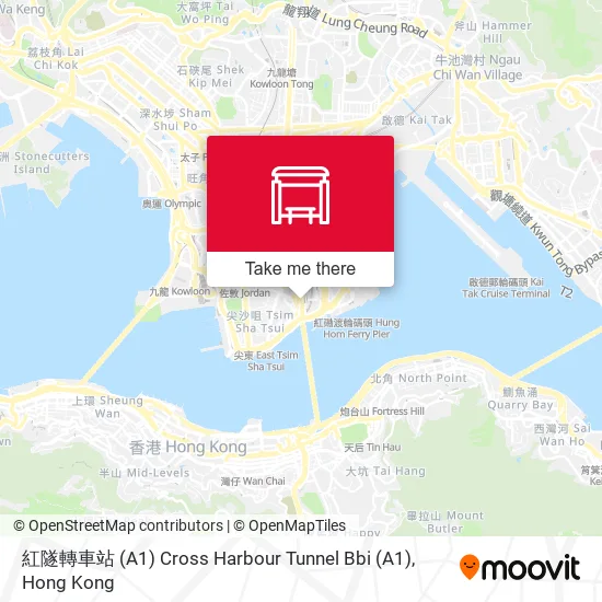 紅隧轉車站 (A1) Cross Harbour Tunnel Bbi (A1) map