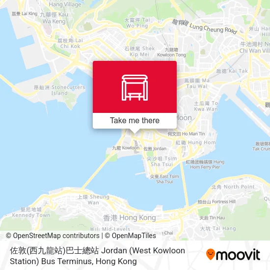 佐敦(西九龍站)巴士總站 Jordan (West Kowloon Station) Bus Terminus地圖