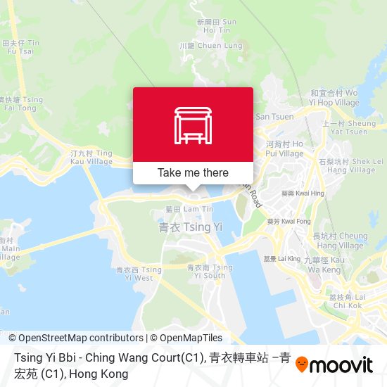 Tsing Yi Bbi - Ching Wang Court(C1), 青衣轉車站 –青宏苑 (C1) map