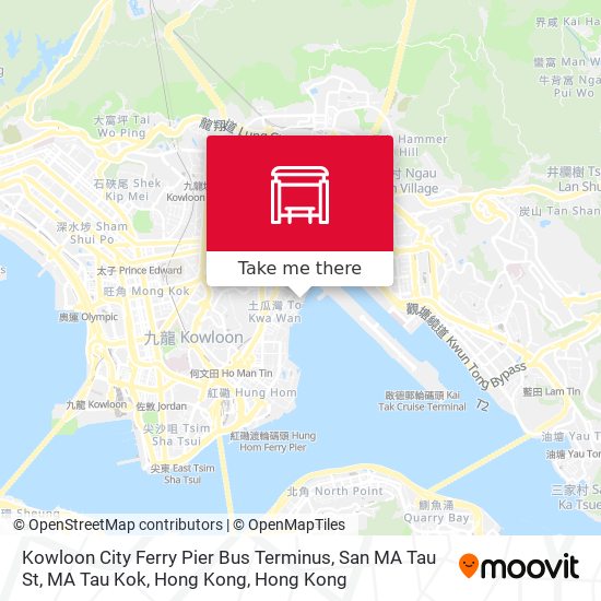 Kowloon City Ferry Pier Bus Terminus, San MA Tau St, MA Tau Kok, Hong Kong map