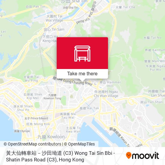 黃大仙轉車站－沙田坳道 (C3) Wong Tai Sin Bbi - Shatin Pass Road (C3) map