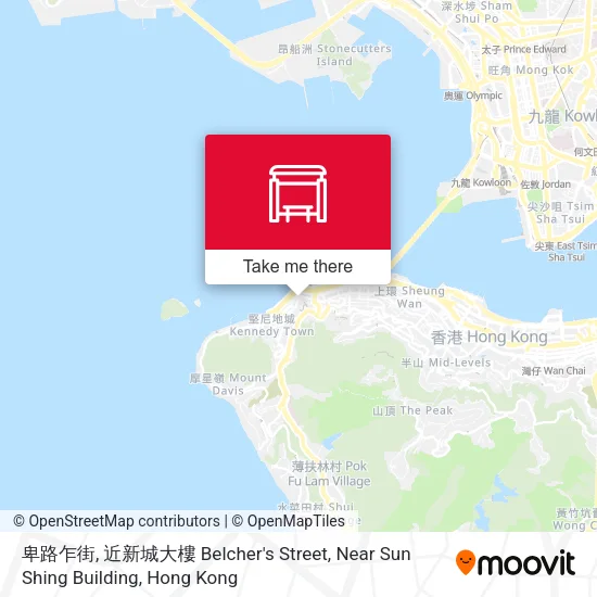 卑路乍街, 近新城大樓 Belcher's Street, Near Sun Shing Building地圖