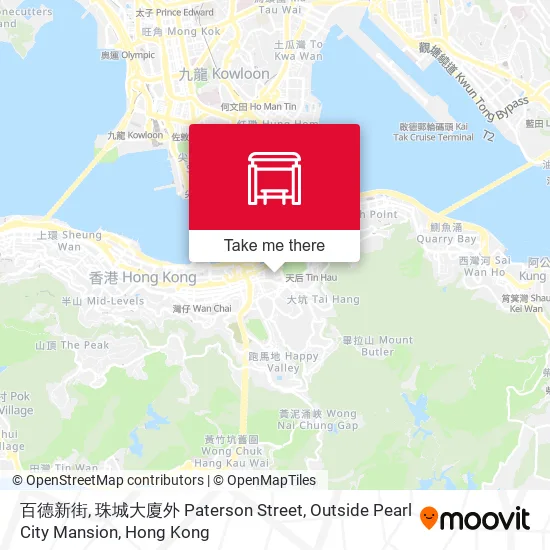 百德新街, 珠城大廈外 Paterson Street, Outside Pearl City Mansion地圖