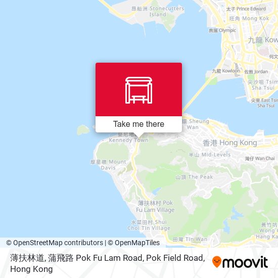 薄扶林道, 蒲飛路 Pok Fu Lam Road, Pok Field Road map