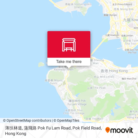 薄扶林道, 蒲飛路 Pok Fu Lam Road, Pok Field Road地圖