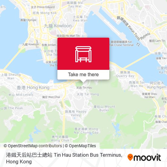 港鐵天后站巴士總站 Tin Hau Station Bus Terminus map