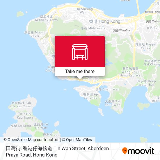 田灣街, 香港仔海傍道 Tin Wan Street, Aberdeen Praya Road map