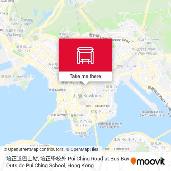 培正道巴士站, 培正學校外 Pui Ching Road at Bus Bay Outside Pui Ching School map