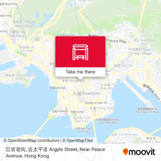 亞皆老街, 近太平道 Argyle Street, Near Peace Avenue map