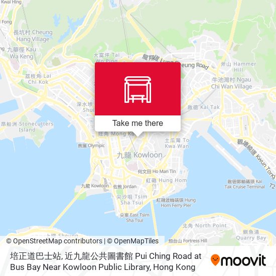 培正道巴士站, 近九龍公共圖書館 Pui Ching Road at Bus Bay Near Kowloon Public Library map